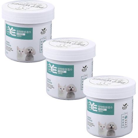 Lingettes pour les yeux de 3 chiens et chats, hypoallergéniques, pour chiots et chatons. Éliminent la saleté, les croûtes et les dépôts. (1/5)