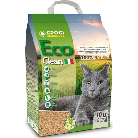 Litière agglomérante Eco Clean, 5 paquets de 10 litres