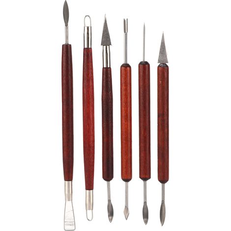 6 Pcs Polymer Clay Tools Modeling Sculpting Pottery Tools Kits with Wooden Handle for Making Ceramic (1/5)