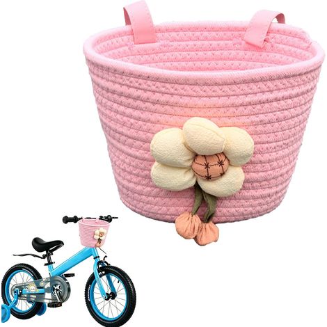 Panier de vélo - Petit panier tressé - Panier avant de vélo avec décoration florale - Panier de vélo tissé à la main pour guidon, accessoires de vélo - Panier pour clés - Accessoires de téléphone (1/5)