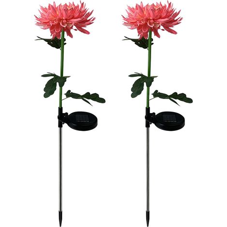 Luminaire Solaire LED en Forme de Fleur - 80 cm - Acier Inoxydable - Pour Jardin Pelouse Extérieur - 2 Pièces
