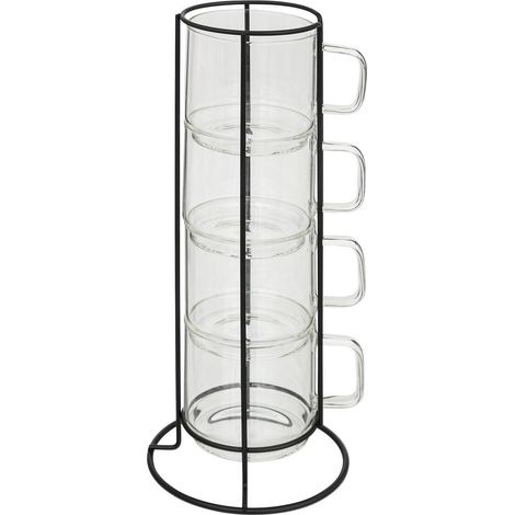 Kaffeetassen aus Glas auf Ständer GLASS, 300 ml (1/3)