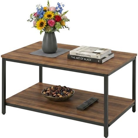 Coffee table with storage wood metal - dark brown 229384364 (1/5)
