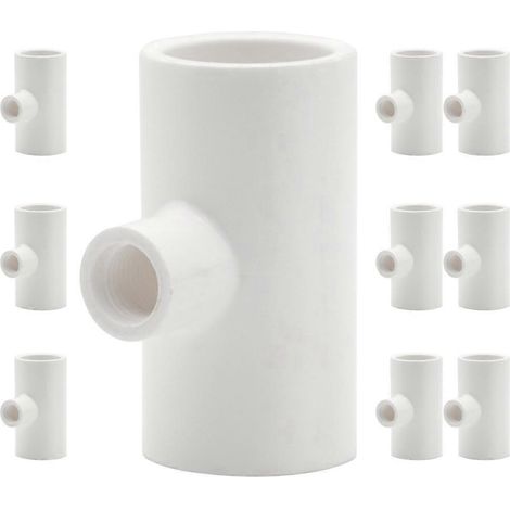 Raccord en T pour abreuvoir à poules, en PVC, facile à installer, lot de 10. (1/5)