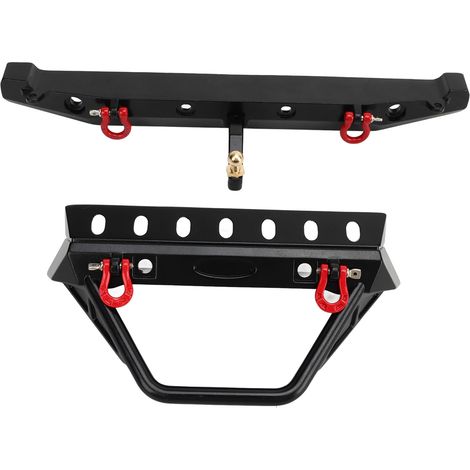 Schwarze Front- und Heckstoßstangen für RC-Crawler, mit Seilwindenhalterungen und LED-Leuchten, kompatibel mit Axial SCX10 90046, SCX10 III AXI03007 und AXI03003 (5-11 V). (1/4)
