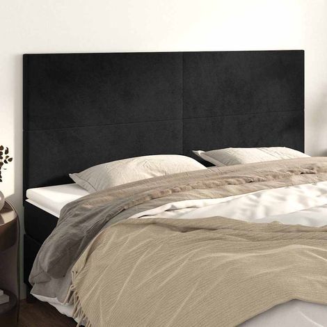 Tête de lit en velours noir 200 x 5 x 118/128 cm, hauteur réglable - PANGIVO (1/5)