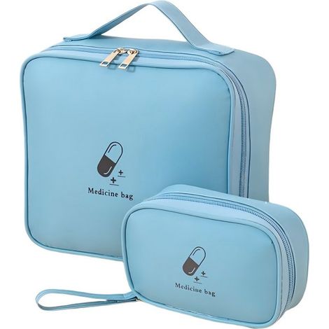 Organizzatore di medicinali,2 pezzi,Kit di emergenza medica,Kit di pronto soccorso vuoto,Portapillole da viaggio,25 x 19 x 22 cm + 17 x 6 x 11 cm (1/5)