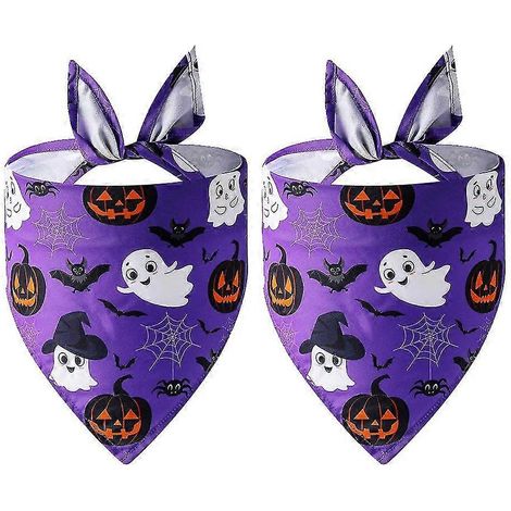 Pañuelos para perros de Halloween (2 unidades), bufanda triangular reversible para mascotas, ideal para otoño. (1/5)