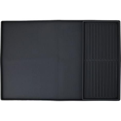 Tapis Découpe Silicone Anti-Feu Isolation Thermique pour Machine Café Bar Étanchéité Zone Double Plateau Drainage Évier Cuisine Noir