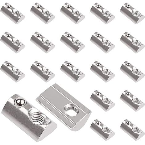 20 Stück Nutensteine mit kugel Nut 8, 30-Serie Nutenstein M6 Gewinde mit Zentrierung Steg, Kohlenstoffstahl Gleitmutter mit Federkugel T Nutsteine Set für Aluminiumprofil-Extrusionsschlitz