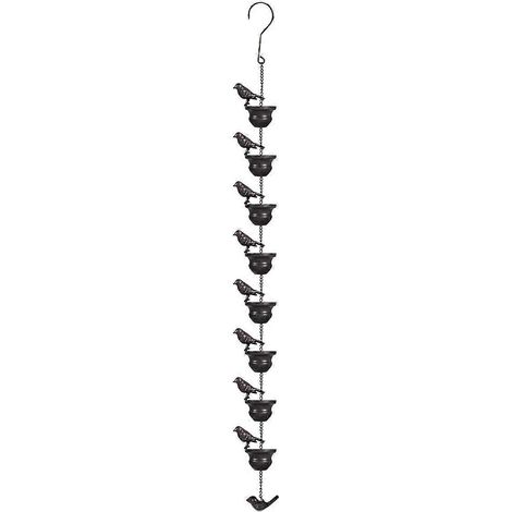 Oiseaux en métal sur des tasses, chaîne de pluie en métal, récupérateur d'eau de pluie (1/5)