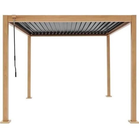 Gayafores – Pergola bioclimatique aluminium et acier 300x300x240 cm – Lames ajustables pour ombre et ventilation – Résistante aux intempéries