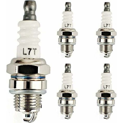 5 Pices Bougie d\\'Allumage L7T Trononneuse Tondeuse Gazon Petit Moteur Accessoire Pices Compatible Bougies d\\'Allumage de Rechange pour Dbroussailleuses et Trononneuses Remplace (1/4)