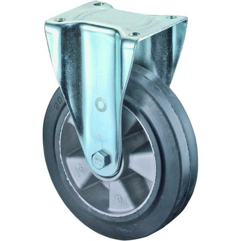 BS Rollen Schwerlast-Bockrolle mit Anschraubplatte Elastik-Vollgummireifen Kugellager 160 mm 300 kg - N110.B80.160