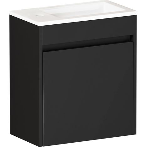 Mobile sottolavabo 46 cm in MDF nero con lavabo bianco e anta soft-close - CHICFURN (1/5)
