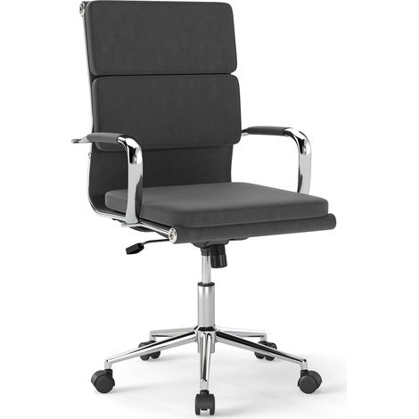 COSTWAY Ergonomic Office Desk Chair Modern Leathaire Conference Chair-Grey (1/5)