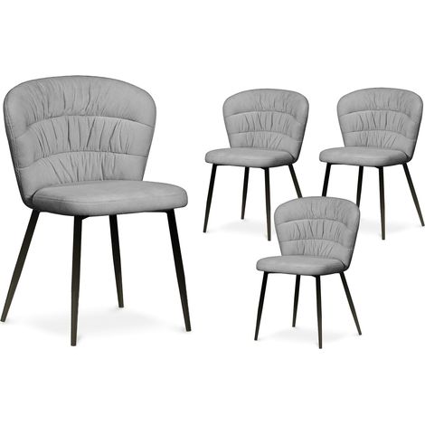 Lot de 4 chaises en velours côtelé gris DANIELA (1/5)
