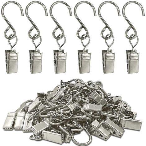 Set mit 50 silberfarbenen S-Haken aus Edelstahl für Gardinen (1/5)
