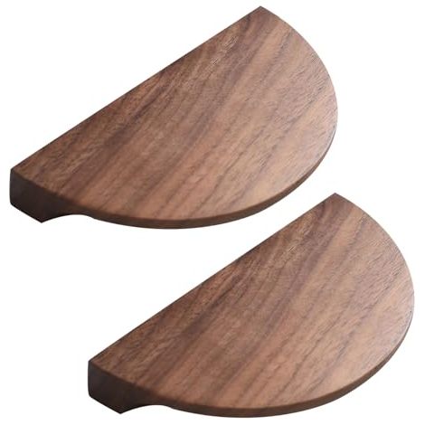 Tirador de nogal semicircular para muebles, 80-150 mm - Instalación sin taladro, compatible con armarios de cocina y baño. (1/5)