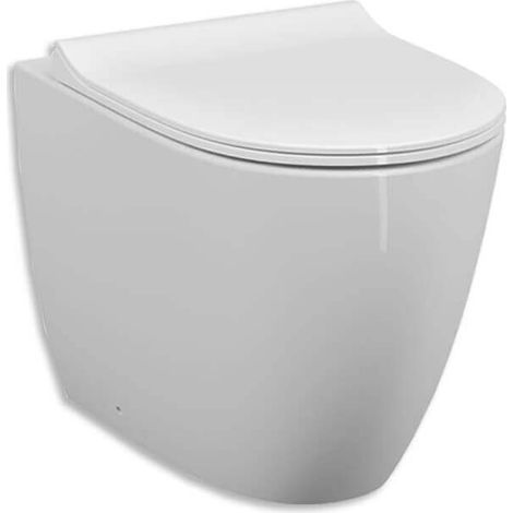 Vaso filomuro a terra con scarico traslato in ceramica bianco lucido - Vitra Sento - Senza copri wc