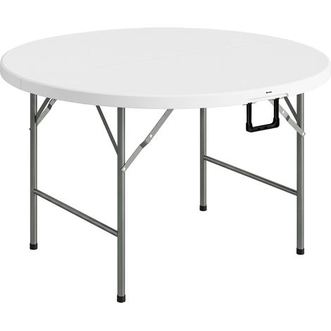 Table de jardin ronde pliable Ø122 cm, offre de l'espace pour 6 personnes, cadre en métal, plateau en PEHD. (1/5)