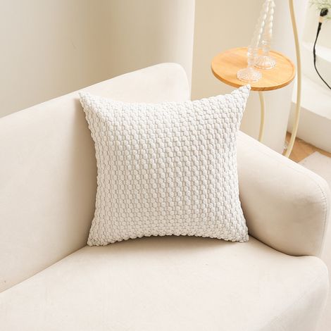 Popular Bubble Corduroy Throw Pillow Cover for Living Room and Sofas (Core Not Included) -- White -- 4545cm