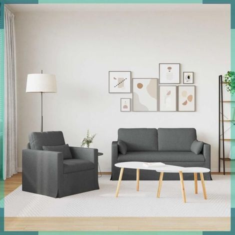 Canapé 2 places - 3407538 - Gris foncé - Tissu - 158 x 78 x 80 cm (1/5)
