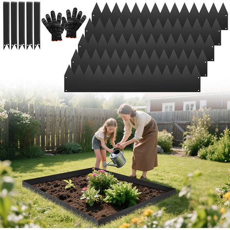 Jiubiaz Borduras de jardín con consejos DIY Cercado de césped Negro de metal galvanizado Cercado de camino Cercado de césped Negro 100x20cm 30m (1/5)