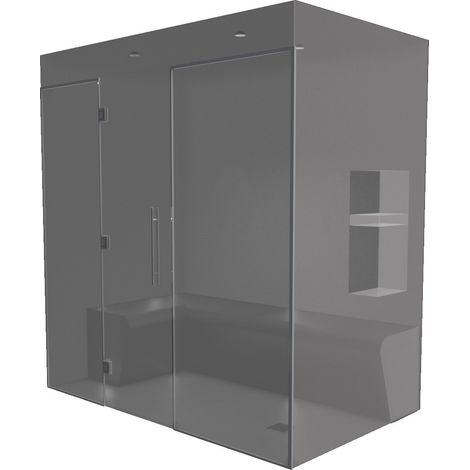 Hamam-Kabinen-Bausatz mit verglaster Wand zum Befliesen 200 x 120 mit Dampfgenerator 2