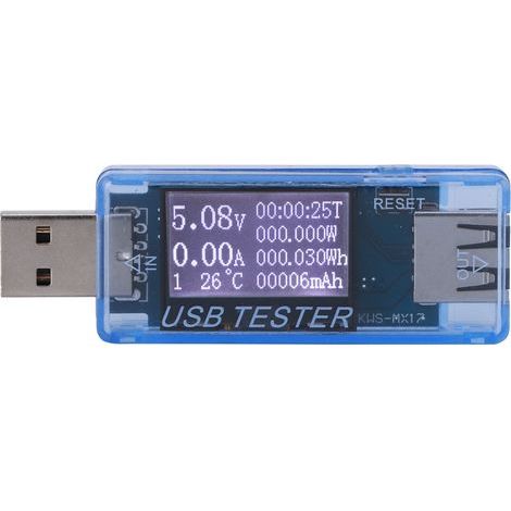 Probador de voltaje digital USB, voltímetro 8 en 1, detector de 0-5A 0-150W 4-30V, azul (1/5)
