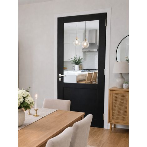 Bloc Puerta de Taller Negra Sin MÃ©nsula H204 x L83 cm, Cara Tablero P. izquierda, asa Pomerol GD MENUISERIES