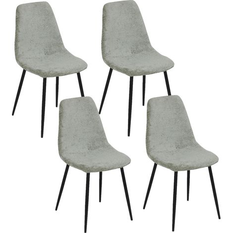 Lot de 4 chaises en tissu chenille et pieds métal TYKA (1/5)