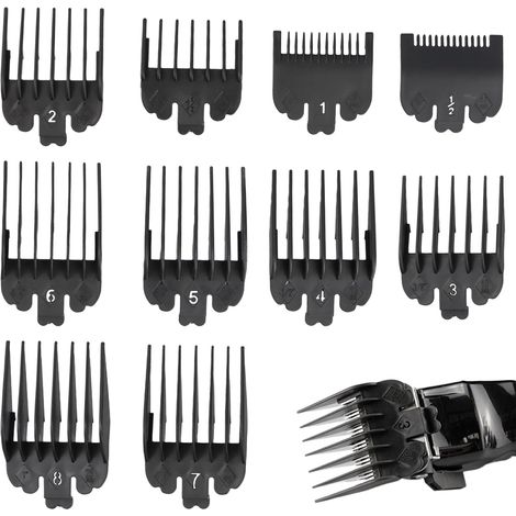 10 Pcs Universal Clipper Combs, 0.2-25mm Combs Cutting Guide for Hair Clippers, Replacement Accessories Compatible with Most Clippers (1/5)