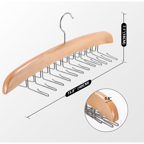 Porta cravatte, porta cravatte da uomo, organizer per cinture in legno naturale con gancio in metallo girevole a 360° per organizzare il tuo armadio. (1/4)