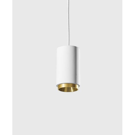 TECNICO Lampada a sospensione in gesso con anello metallico con finitura nero opaco, bianco opaco, ottone spazzolato e rame spazzolato. Dotata di portalampada GU10.