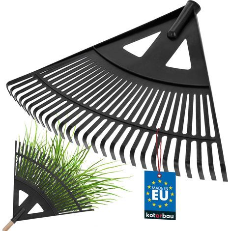 reno Rateau à Feuilles - Plastique - 58 cm - Noir - sans Manche - Râteau Jardin - Balai à Gazon - Ramasse Feuilles - Léger - Résistant - Entretien Jardin (1/5)