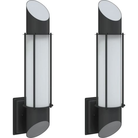 Lot de 2 appliques murales d'extérieur 10,5 x 14 x 48 cm design moderne jardin résistant intempéries en acier inoxydable noir