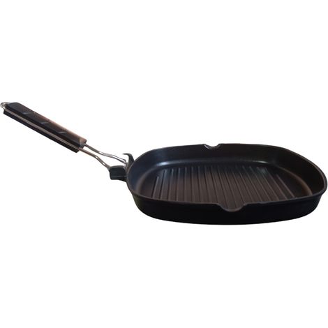 Bistecchiera Antiaderente per arrostire Carne pesce e Verdure cm28x28 Induzione Gas Elettrico vetro Manico Salvaspazio No PFAS (1/5)