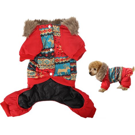 Veste Pour Chien En Peluche - Manteau D Hiver Rouge Doux - Vêtement Chaude Pour Animal De Compagnie - Taille 10 (1/5)