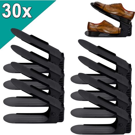 Meuble à chaussures Lot de 30 Support à Chaussures Réglables Empiler Les Chaussures Economie d'Espace à Chaussures Plastique, Noir HENGMEI (1/5)