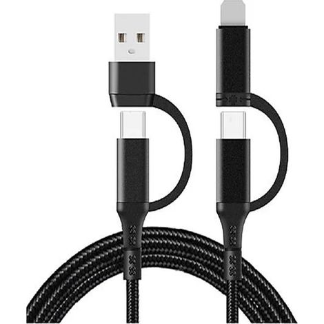 cable de datos 2 en 2, carga rápida PD de 65 W, conectores reversibles USB-C y de 8 pines, para smartphones y tablets.