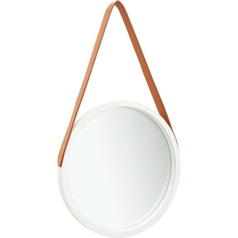 Wall Mirror with Strap 40 cm White vidaXL