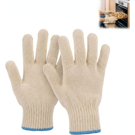 Gant Anti Chaleur Cuisine Résistant 350°C en Coton Épais Double Couche, Gant Four Barbecue Protection des Mains pour Cuisine, Grill, Air Fryer, Four et Préparation des Plats Chauds (1/5)