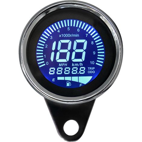 Instrument de moto universel 12 V, compteur de vitesse numérique modifié, tachymètre, jauge, écran LCD (7 couleurs) 0-1000 tr/min 0-199 km/h (1/5)