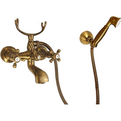 Mélangeur bain douche + flexible + douchette + support PAINI Tiffany Vieux Bronze (1/4)