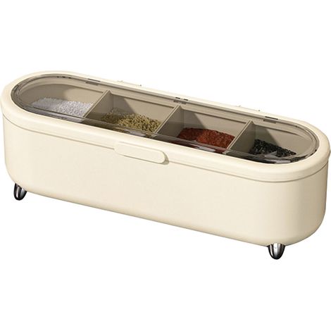 Boîte à Épices 4 Compartiments avec Fenêtre Transparente pour Sel, Sucre, Crème - Design Intégré (1/5)