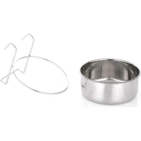 Gamelle suspendue en acier inoxydable pour chien, pour nourriture et eau - 18 x 6,5 cm (1/4)