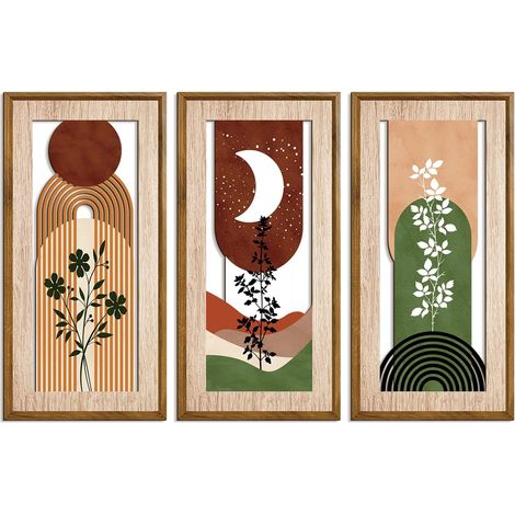 3 Pièces Tableau en Bois Decoration Murale Deco Murale en Bois (1/5)