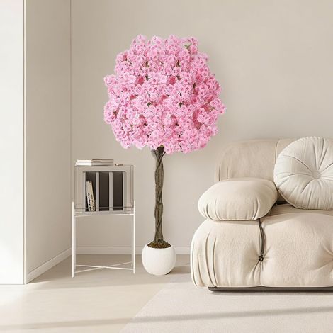 Arbre Cerisier en Fleurs Artificiel 150 cm – Fausse Plante en Soie Réaliste avec Tronc Texturé, Décoration De La Maison Intérieur & Extérieur – Idéal Salon, Bureau, Mariage, Fête (1/5)