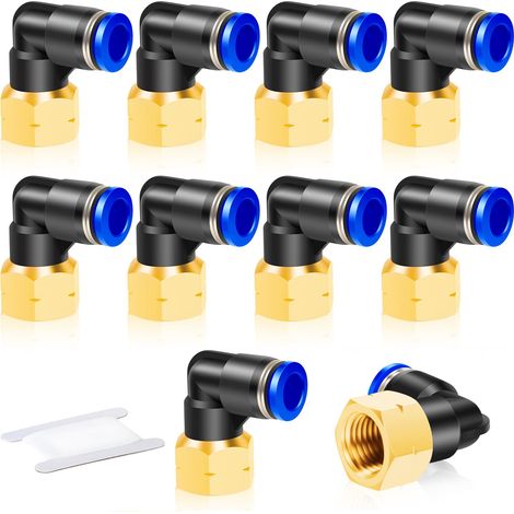 20pcs 6mm diamètre extérieur du manchon de carte x 1/4 BSP femelle coude raccord de poussée, raccord de manchon de carte à joint actif pneumatique (plf6-02) (1/5)